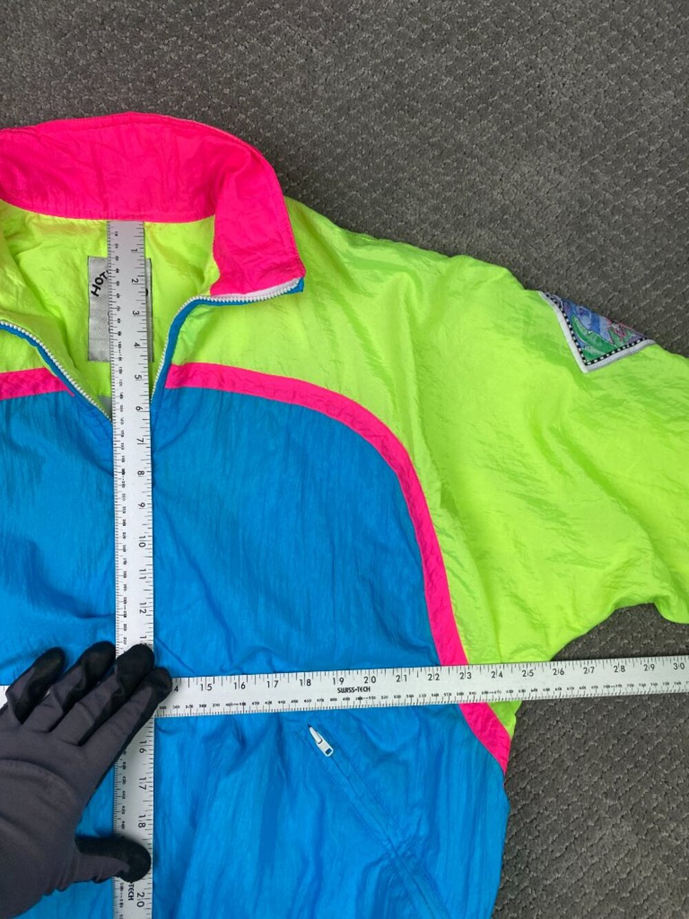 Vintage Hotdogger Jacket Unisex Mens Womens Medium Colorblock Windbreaker 80s - Picture 8 of 12